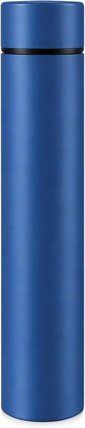 Vesici Slim Water Bottle 8.8 oz Small Stainless Steel Purse Insulated Water Bottles Camping Travel Backpack Pocket Flask for Car Cold Coffee Tea (Dark Blue,1 Pack)
