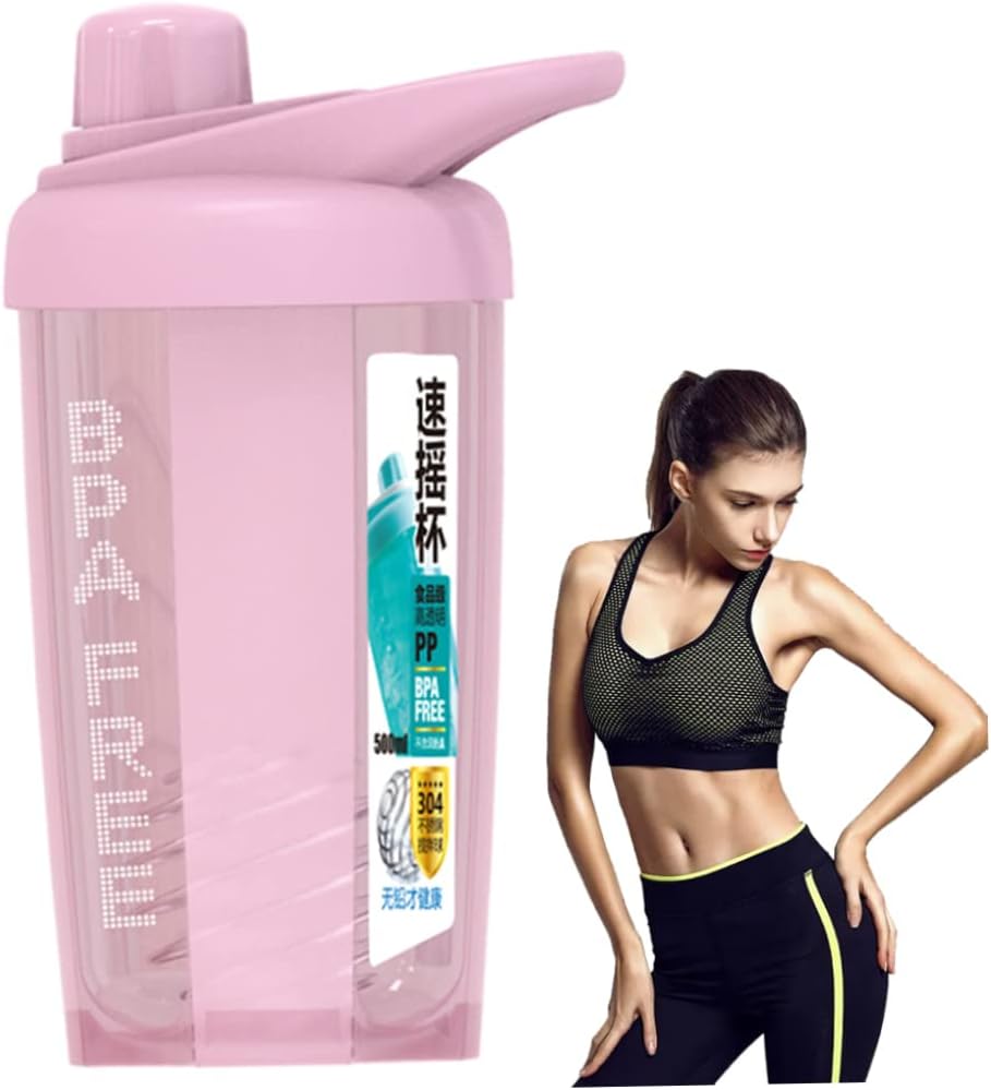 OnIUeZky 1PC Classic Protein Mixer Shaker Bottle With Twist And Lock Portable Pre Workout Protein Drink Shaker Cup For Mixes Cocktails,Smoothies And Shakes(Pink).