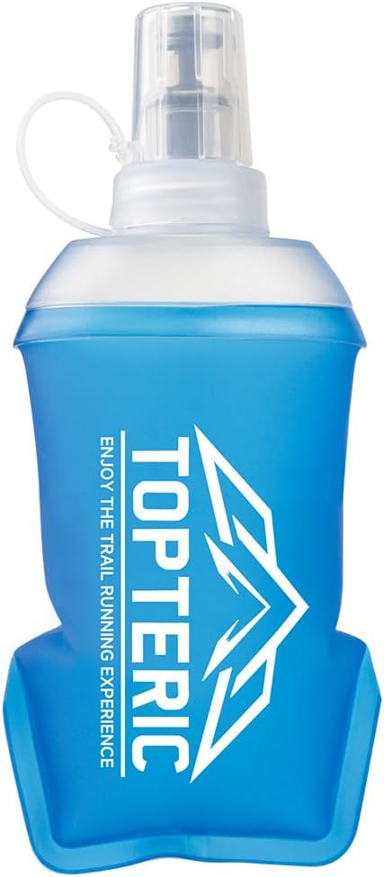 TOPTERIC Collapsible Soft Flask Water Bottle, TPU Soft Folding Flexible Water Bottles for Hydration Pack/Running Vest, BPA/PVC Free, Ideal for Running Hiking Cycling Climbing (150ml)