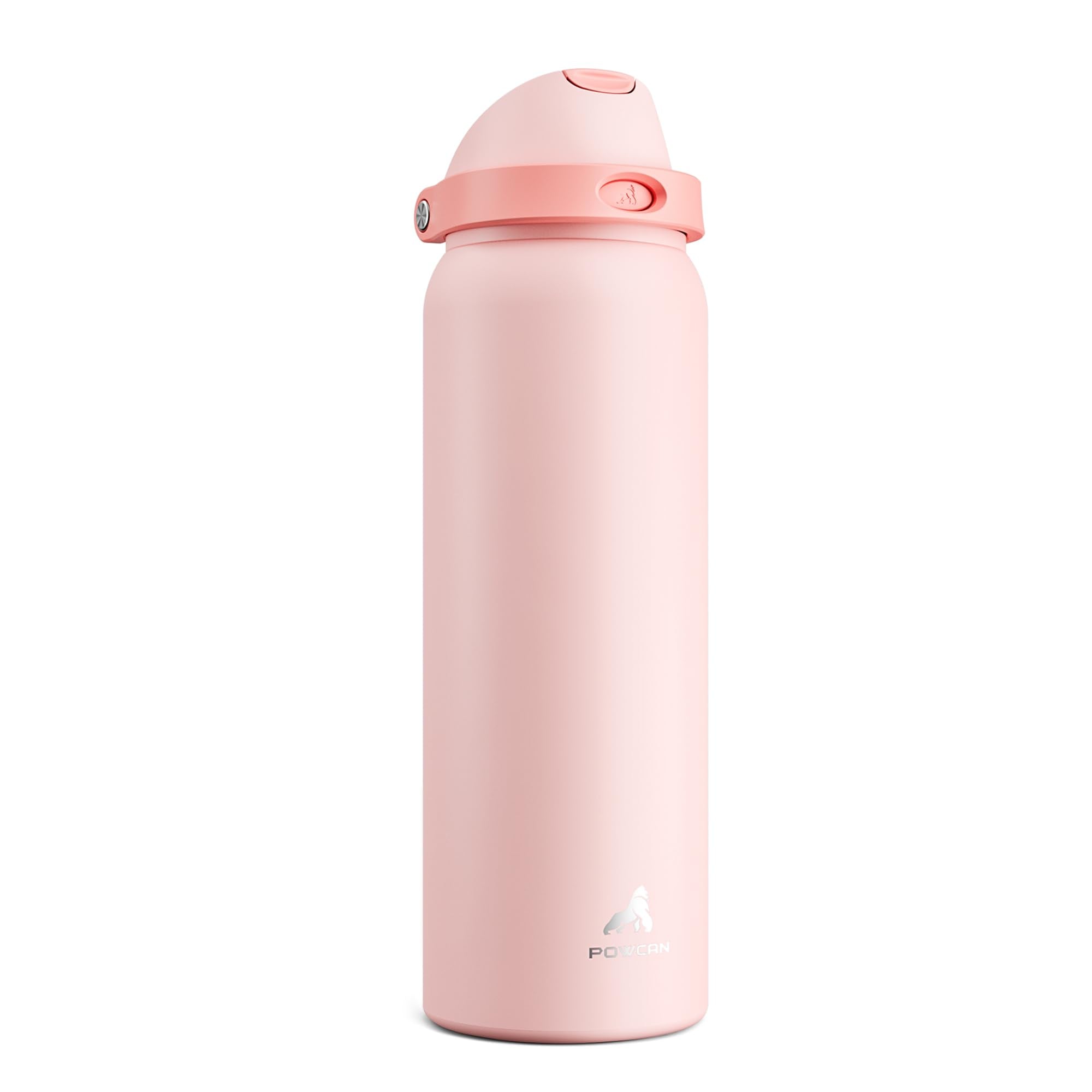 POWCAN 24 oz Insulated Water Bottle with Straw: 2-in-1 Push-Button Spout & Quick-Flip Straw, Leakproof, Cold 24Hrs, Fits Car Cup Holder, Stainless Sports Bottle for Gym, Travel Gift (Pretty in Bows)