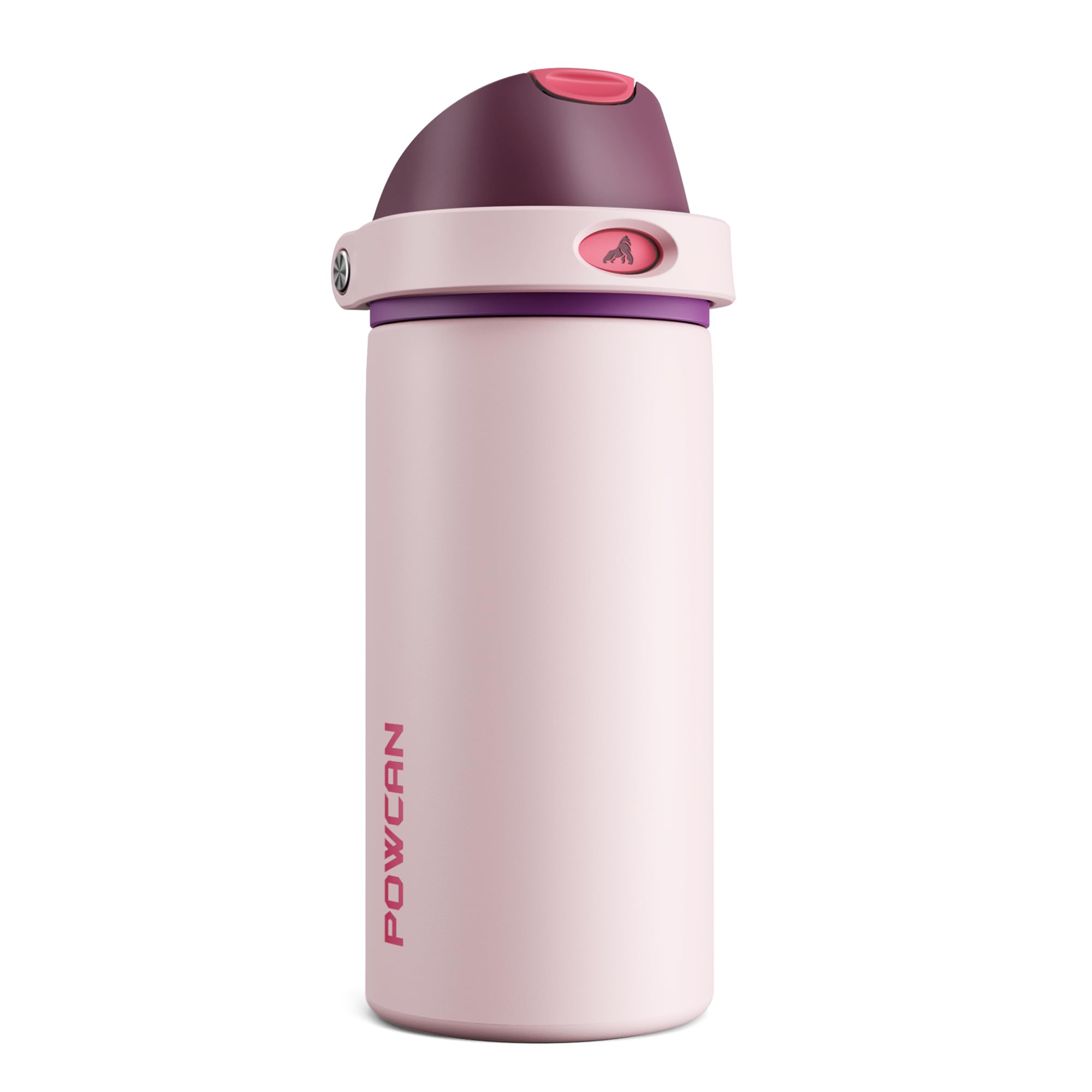 POWCAN 24 oz Insulated Water Bottle with Straw: 2-in-1 Push-Button Spout & Quick-Flip Straw, Leakproof, Cold 24Hrs, Fits Car Cup Holder, Stainless Sports Bottle for Gym, Travel Gift (Pretty in Bows)