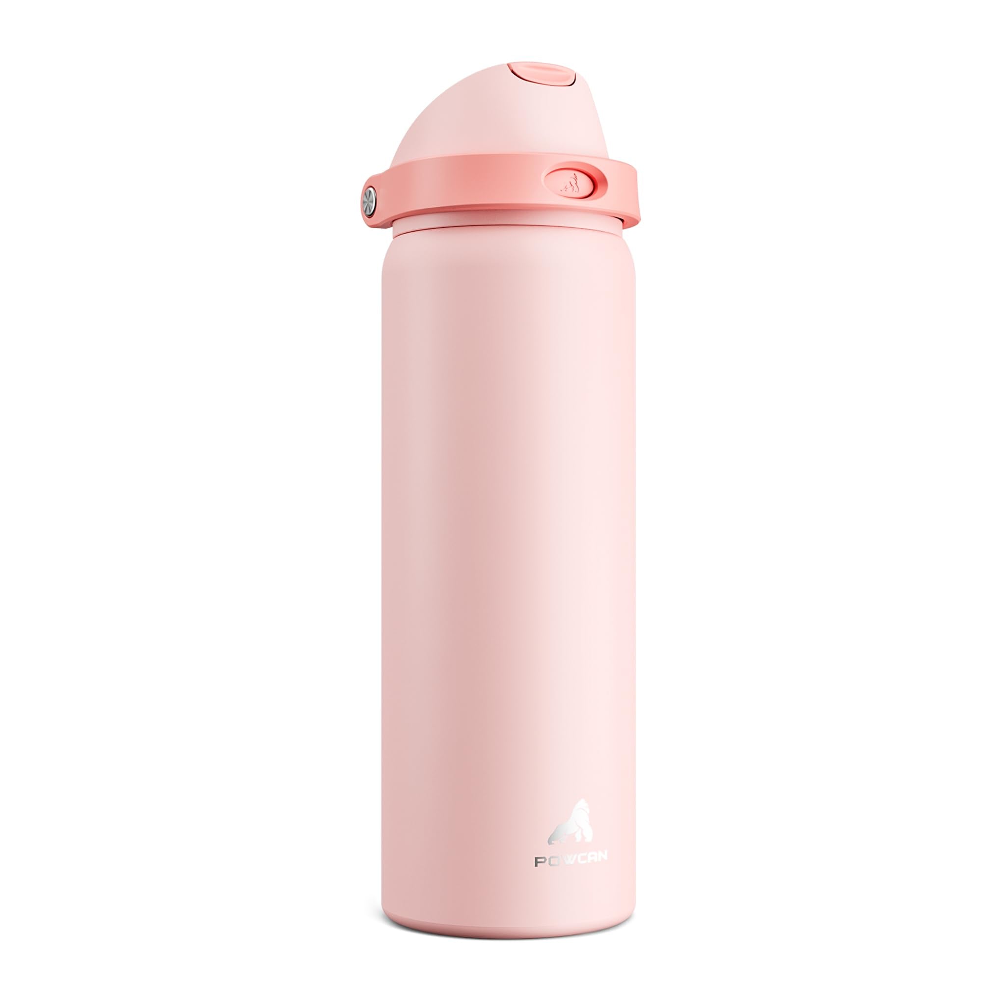 POWCAN 24 oz Insulated Water Bottle with Straw: 2-in-1 Push-Button Spout & Quick-Flip Straw, Leakproof, Cold 24Hrs, Fits Car Cup Holder, Stainless Sports Bottle for Gym, Travel Gift (Pretty in Bows)