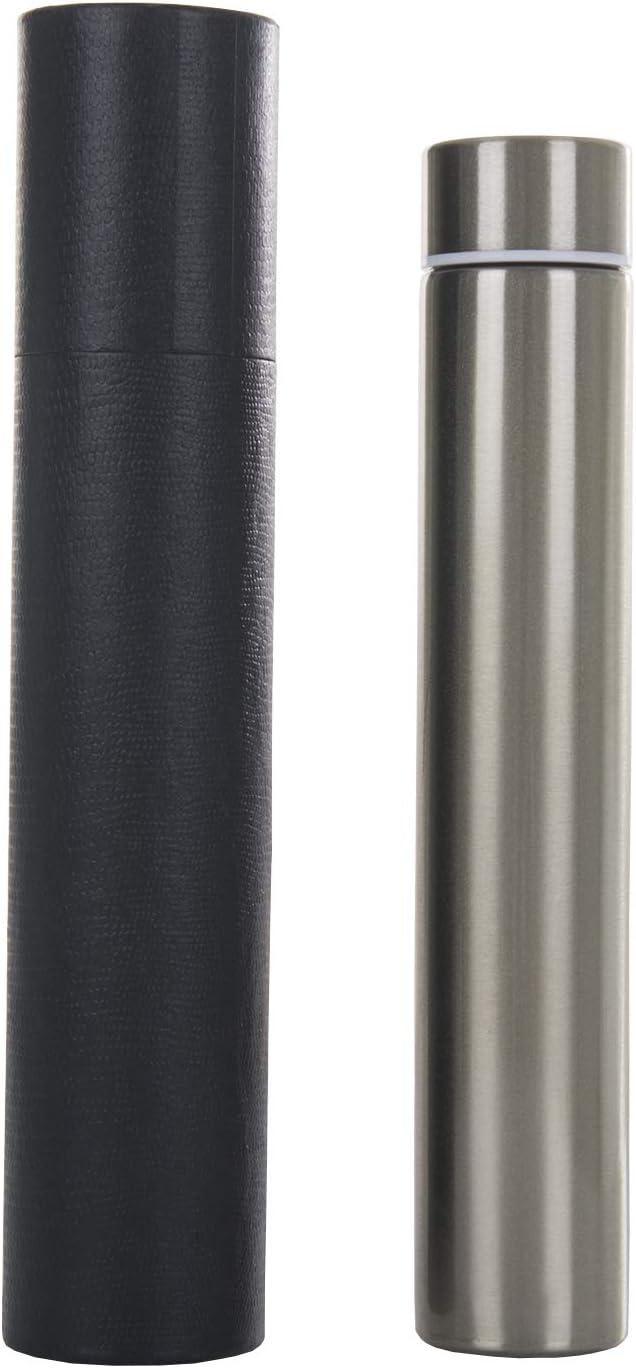 ChezMax Slim Thin Stainless Steel Vacuum Insulated Water Bottle Leak Proof Eco-Friendly Travel Cup Sports Drink Bottle 8.8OZ Silvery