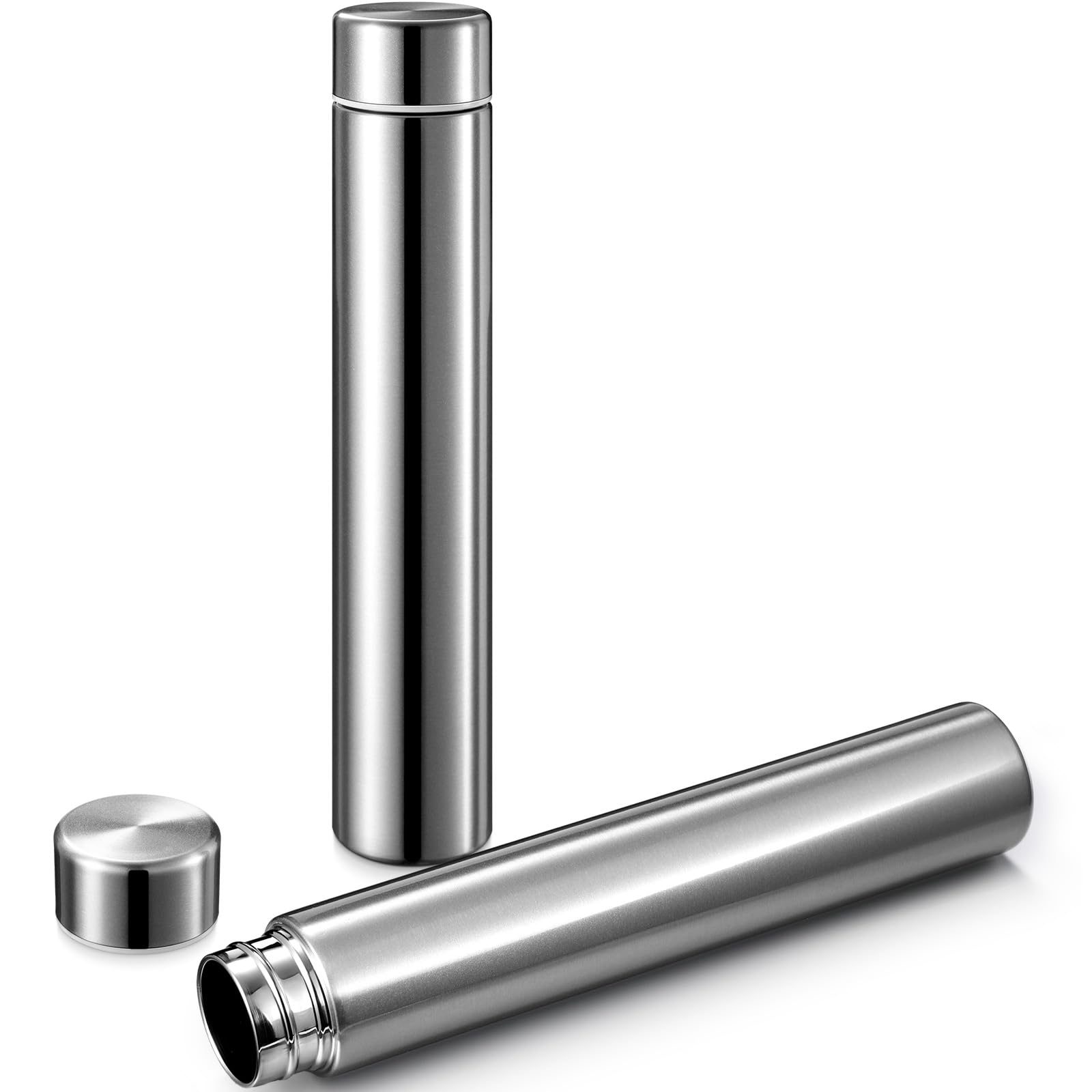 Vesici Slim Water Bottle 8.8 oz Small Stainless Steel Purse Insulated Water Bottles Camping Travel Backpack Pocket Flask for Car Cold Coffee Tea (Dark Blue,1 Pack)