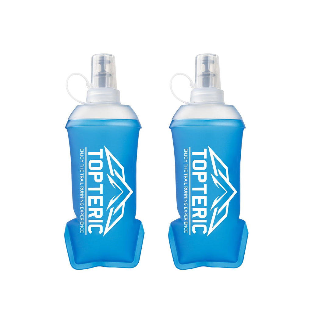 TOPTERIC Collapsible Soft Flask Water Bottle, TPU Soft Folding Flexible Water Bottles for Hydration Pack/Running Vest, BPA/PVC Free, Ideal for Running Hiking Cycling Climbing (150ml)