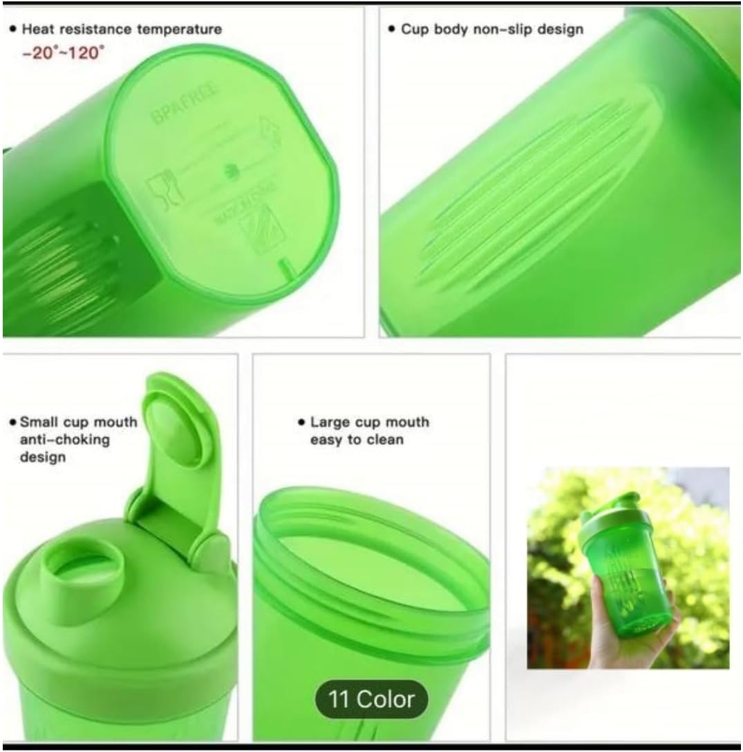 BKDRL Shaker Bottle for Protein Powder w. Classic Loop Top & BPA free,Secure Screw-On Lid, Stay Open Flip Cap,BPA Free-16oz (Whole Black-16Oz-400ML) (SKER-BTL)