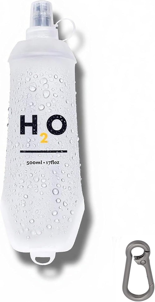 HECHZSO Collapsible TPU Soft Flask 500ml Leakproof Hydration Bottle with High-Flow Bite Valve for Hydration Vest Running, Hiking, Cycling & Climbing, Lightweight Foldable Water Bottle (1pc 500ml17oz)