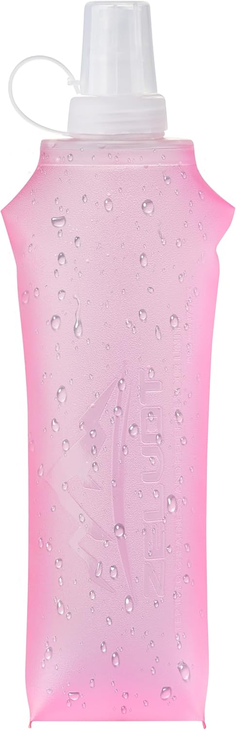 Zelvot Running Vest Soft Flask, BPA-Free 500ml Collapsible Water Bottle for Hydration Backpack, Folding Running Water Bottle for Marathon Hiking Cycling Climbing (Pink, 500 ML)