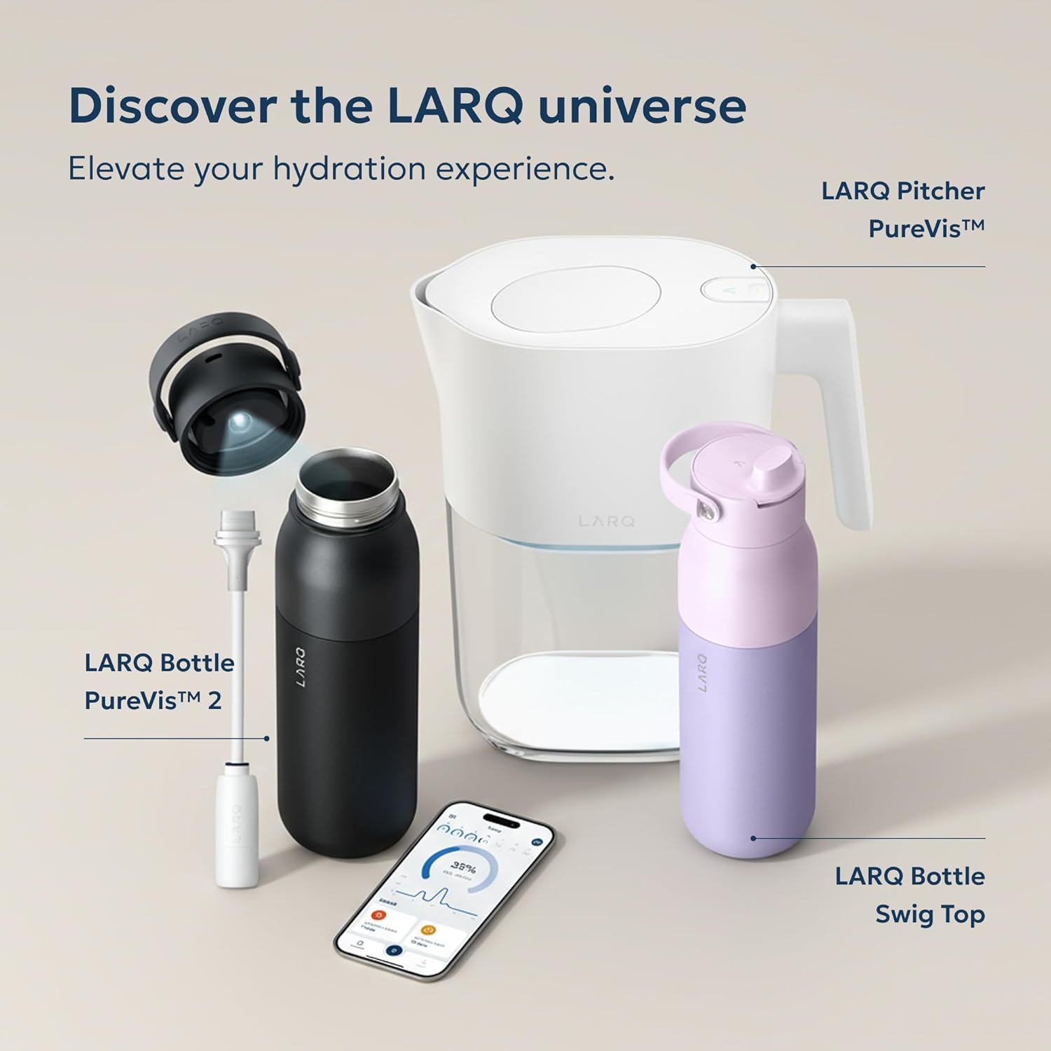 LARQ Bottle PureVis 17 oz - Self-Cleaning and Insulated Stainless Steel Water Bottle with UV Water Purifier and Award-winning Design | Reusable & Travel Friendly, Seaside Mint