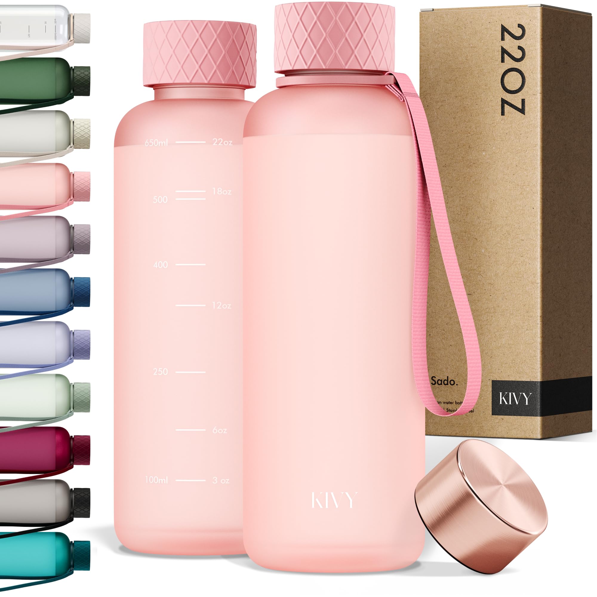 KIVY Slim Water Bottle 32oz [Lightweight & Shatterproof] Fits Backpack & Cupholder for Travel, Sports, School - Blue water bottle no straw - Cute aesthetic water bottles screw top - Dishwasher Safe