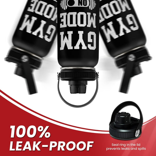 Gym Insulated Engraved Stainless Steel Water Bottle 32oz, Vacuum Chug Lid Travel Tumbler For Men Friends Dad Gymer Trainer, Gym Mode on, Gift for Birthday Christmas Father's Day