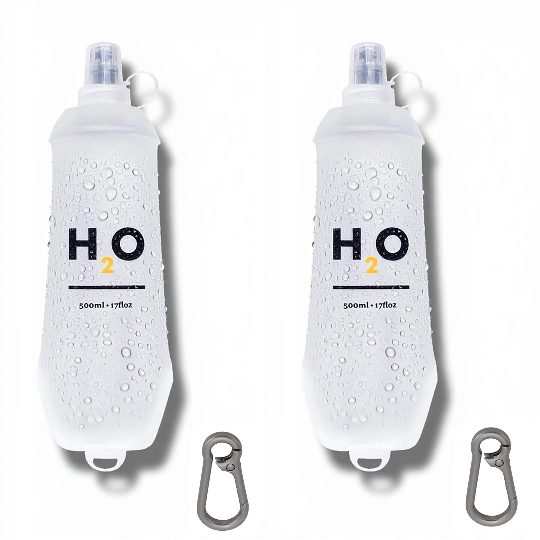 HECHZSO Collapsible TPU Soft Flask 500ml Leakproof Hydration Bottle with High-Flow Bite Valve for Hydration Vest Running, Hiking, Cycling & Climbing, Lightweight Foldable Water Bottle (1pc 500ml17oz)