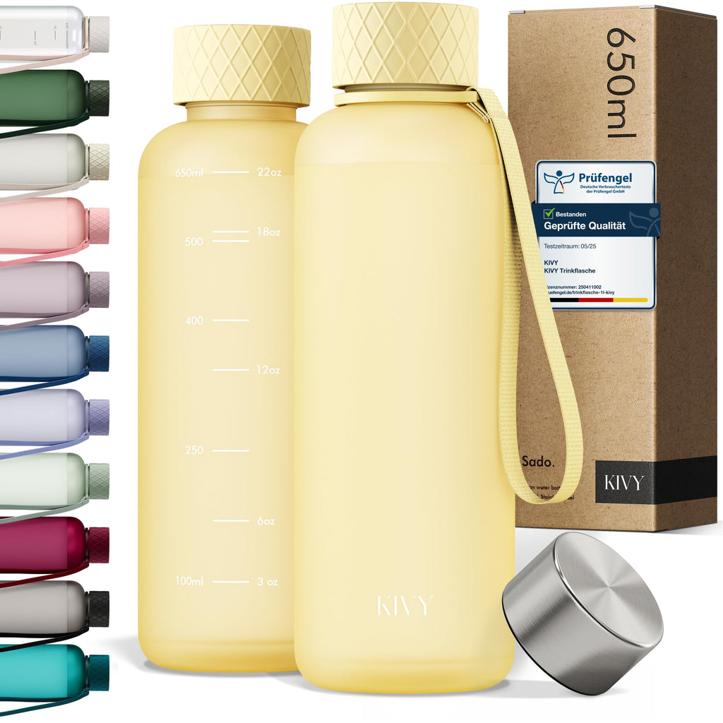 KIVY Slim Water Bottle 32oz [Lightweight & Shatterproof] Fits Backpack & Cupholder for Travel, Sports, School - Blue water bottle no straw - Cute aesthetic water bottles screw top - Dishwasher Safe