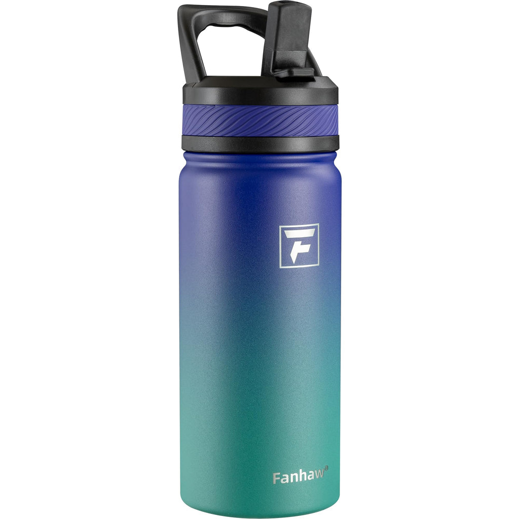 Fanhaw 18 Oz Kids Insulated Water Bottle with Straw Lid – Stainless Steel Double Wall Vacuum, Leak-Proof, BPA-Free Water Bottles for School Boys & Girls(Green Blue) | Kids, Double Wall Vacuum, Leak-Proof, BPA-Free, Water Bottles