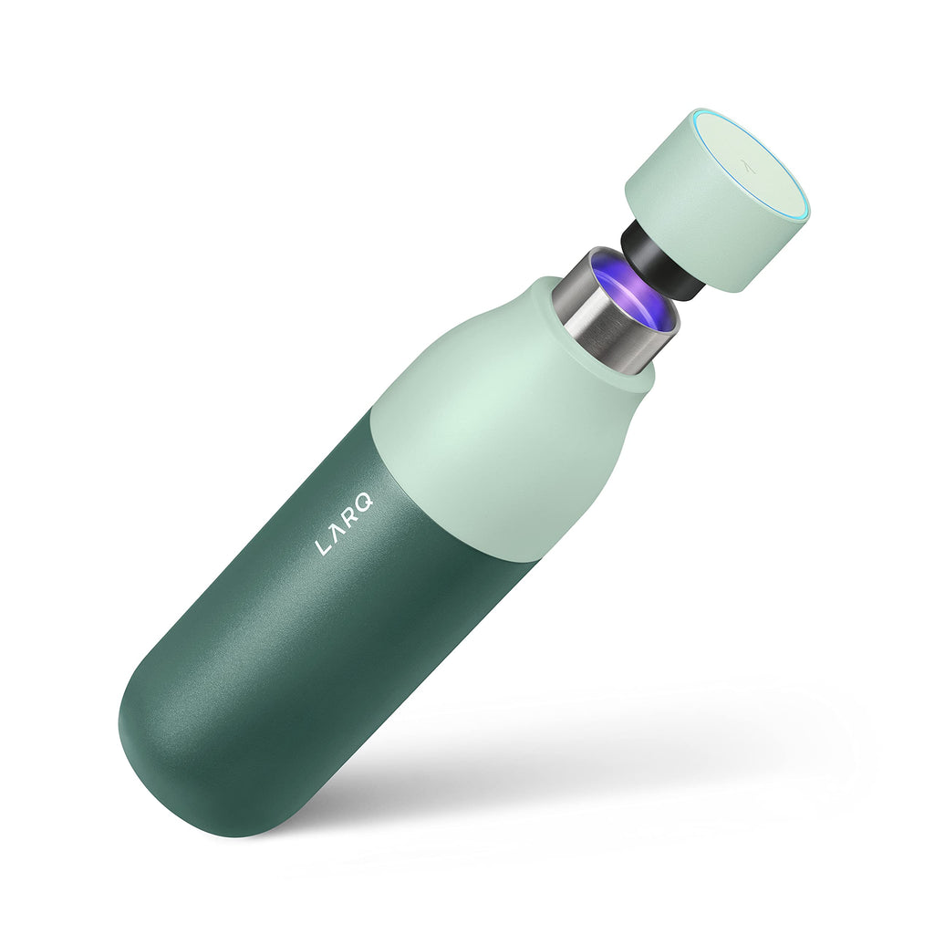 LARQ Bottle PureVis 17 oz - Self-Cleaning and Insulated Stainless Steel Water Bottle with UV Water Purifier and Award-winning Design | Reusable & Travel Friendly, Seaside Mint