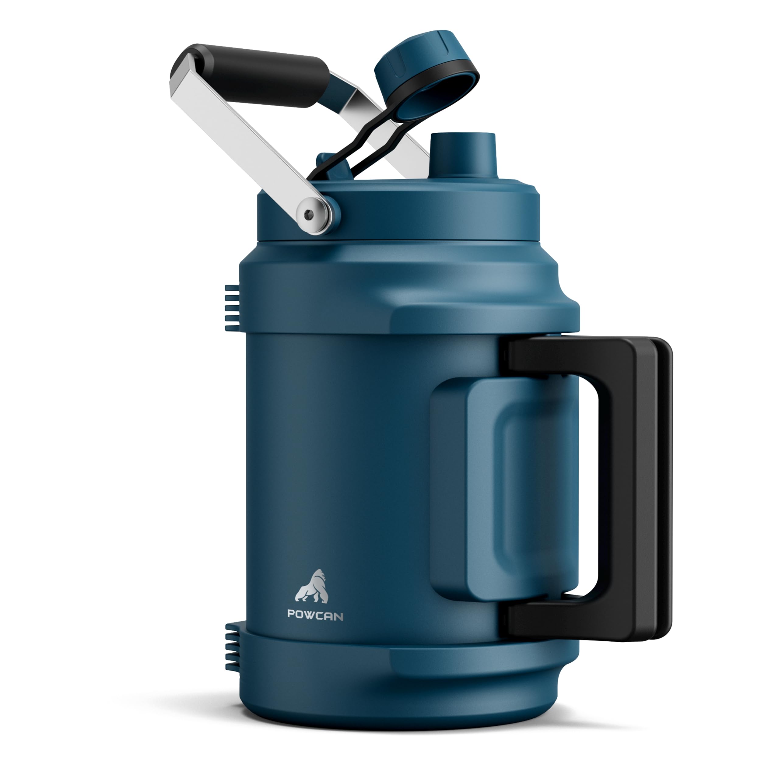 1 Gallon Insulated Water Bottle for Travel: 2-in-1 Straw Spout Lid, Dual Handle, Leakproof, Keep Cold 48H, 128oz Stainless Steel Water Jug for Gym, Biking, Road Trip, Work, Home, Picnic (Midnight)