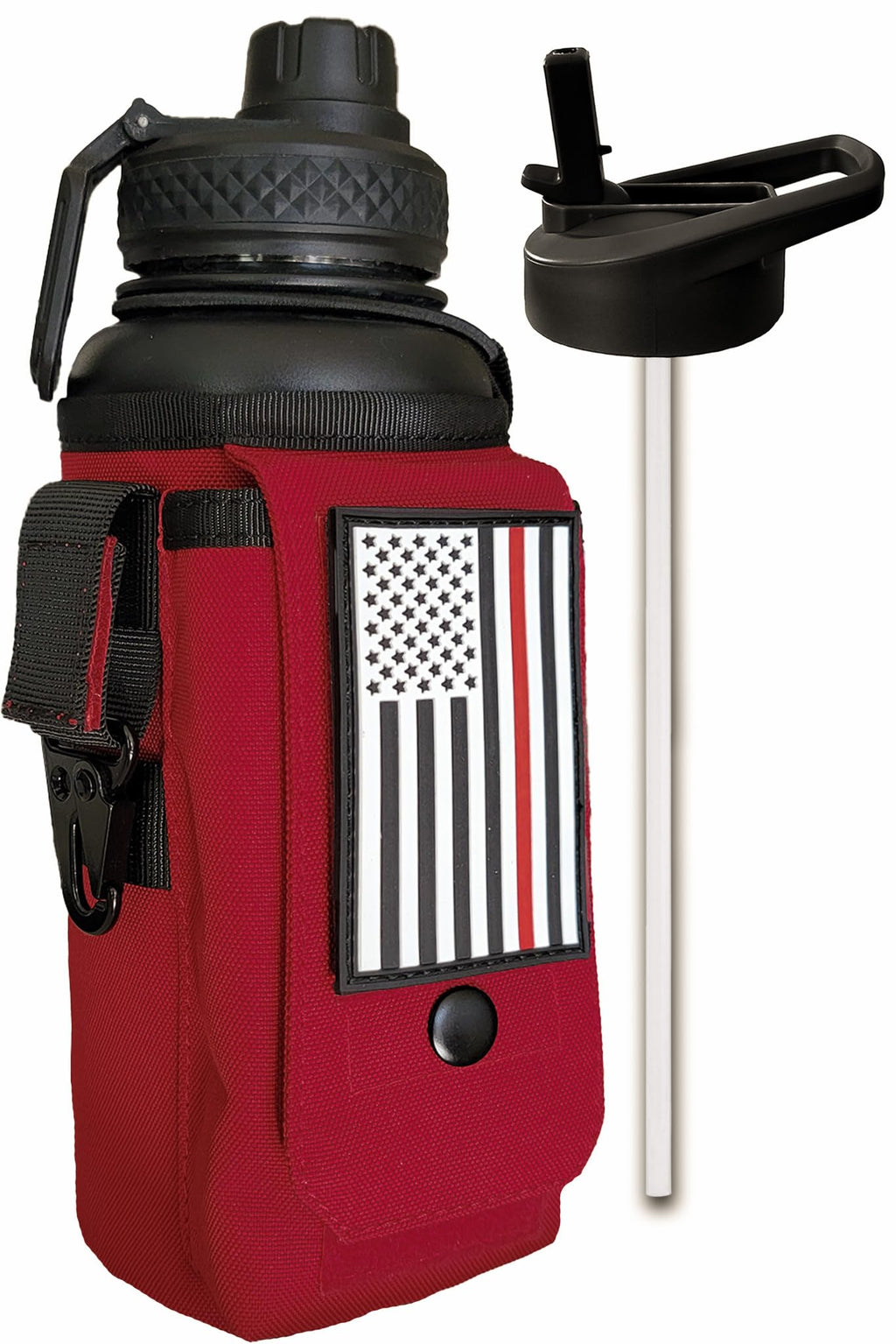 Iron Infidel Battle Bottle - Half Gallon Insulated Water Bottle with Paracord Handle - Large 64 oz Stainless Steel Water Jug & Rugged, Removable Sleeve For Keys, Wallet, Phone (Black Camo 2 Liter)