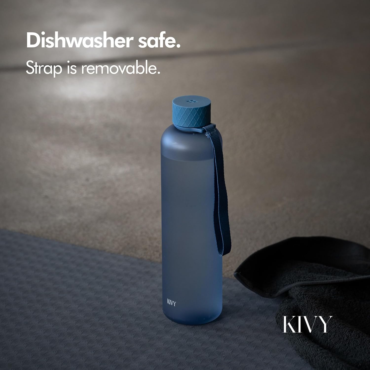 KIVY Slim Water Bottle 32oz [Lightweight & Shatterproof] Fits Backpack & Cupholder for Travel, Sports, School - Blue water bottle no straw - Cute aesthetic water bottles screw top - Dishwasher Safe