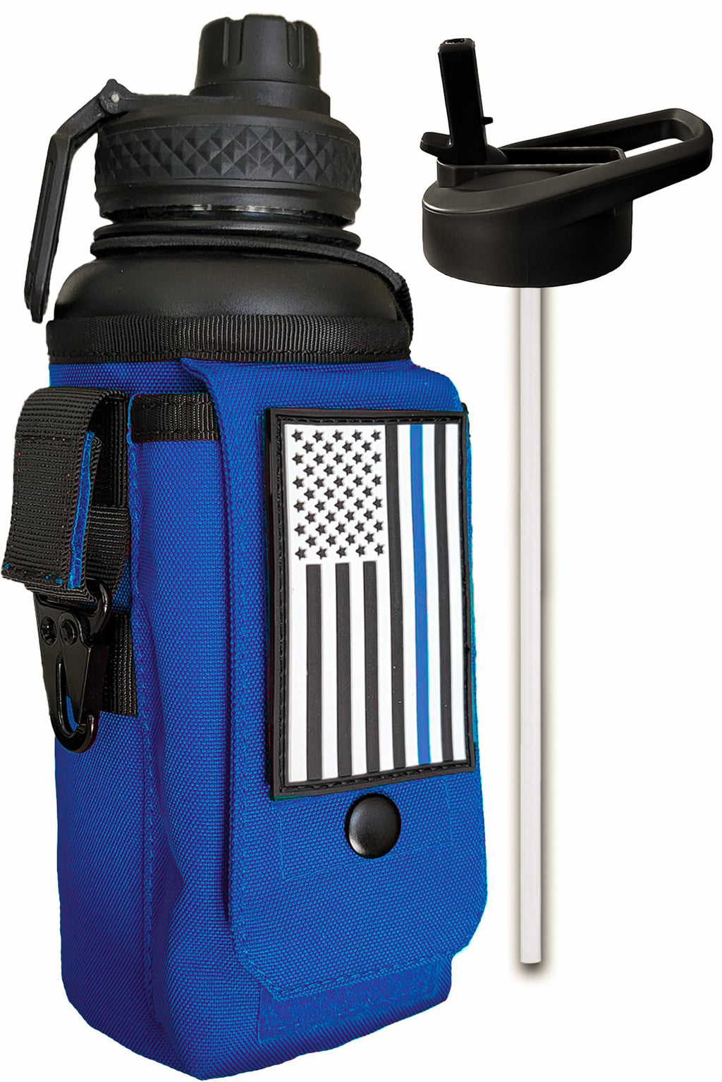 Iron Infidel Battle Bottle - Half Gallon Insulated Water Bottle with Paracord Handle - Large 64 oz Stainless Steel Water Jug & Rugged, Removable Sleeve For Keys, Wallet, Phone (Black Camo 2 Liter)